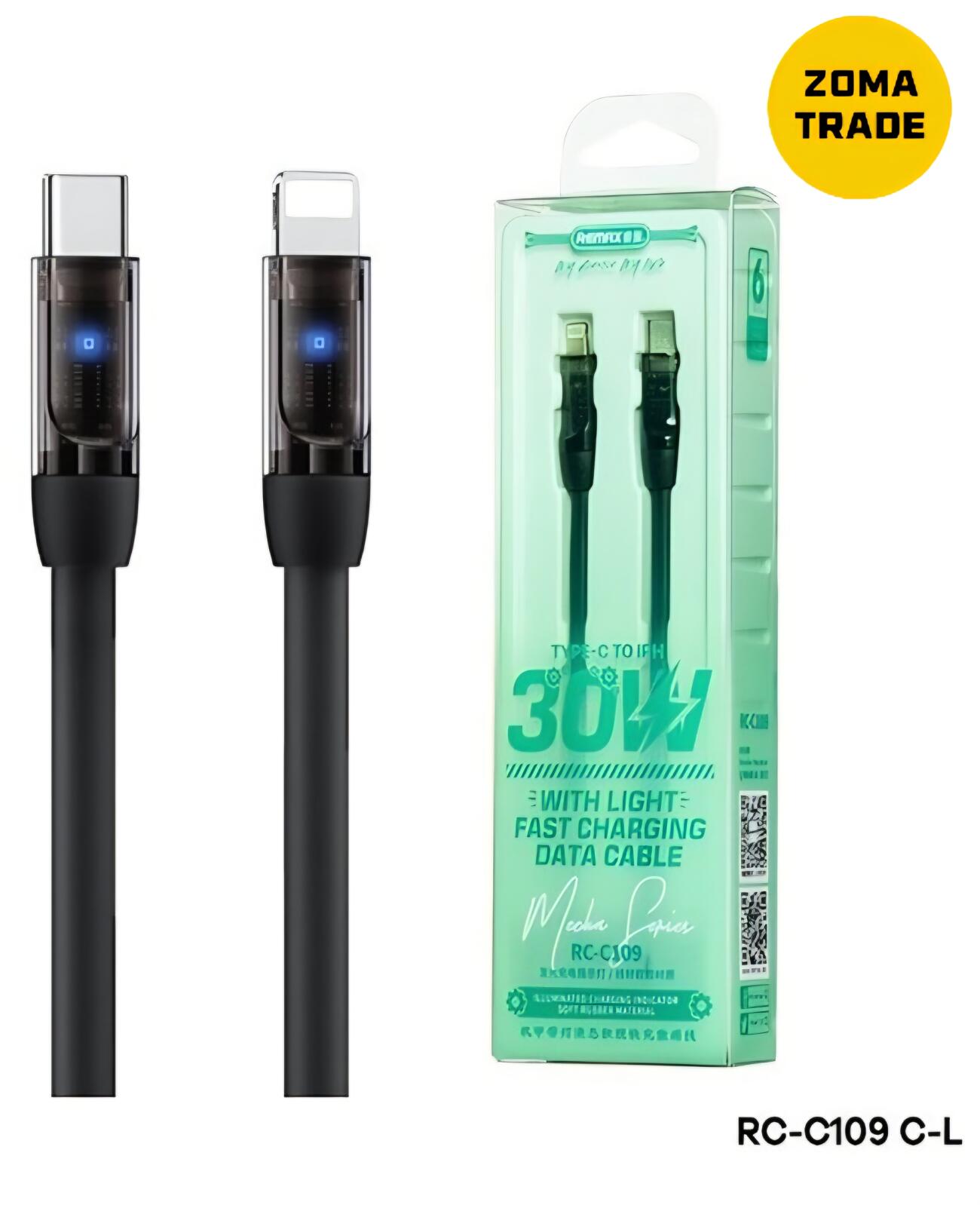 REMAX 30W WITH LIGHT FAST CHARGING IPHONE PD CABLE C109